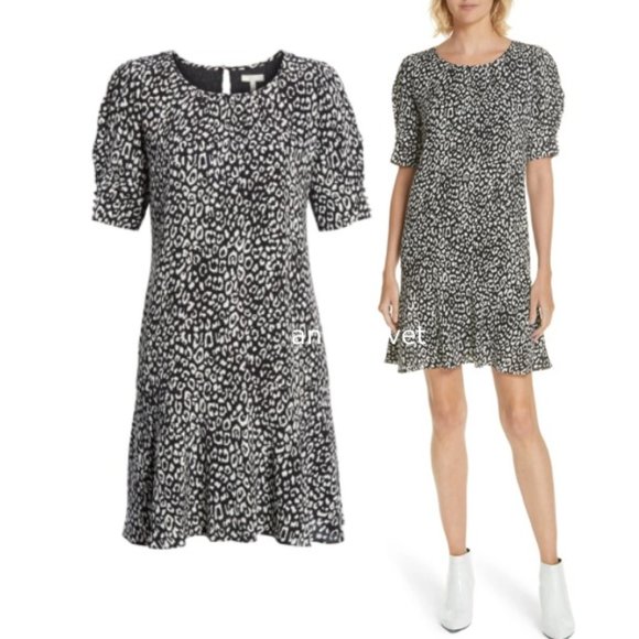 JOIE Angeni Leopard Print Puff Sleeve Dress XS - Picture 1 of 7